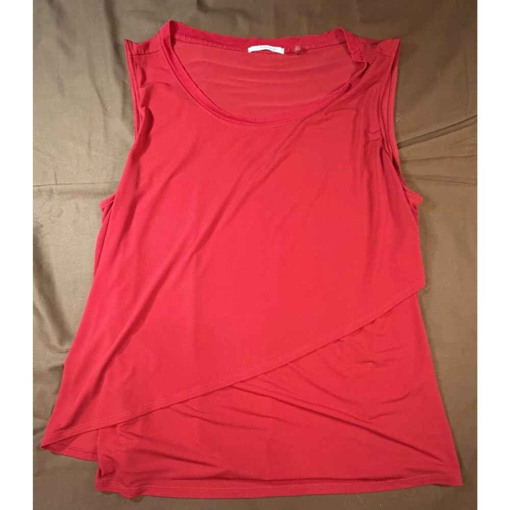 T Tahari Women's Sleeveless Tank Top Size XL Criss Cross Layered Front Blouse